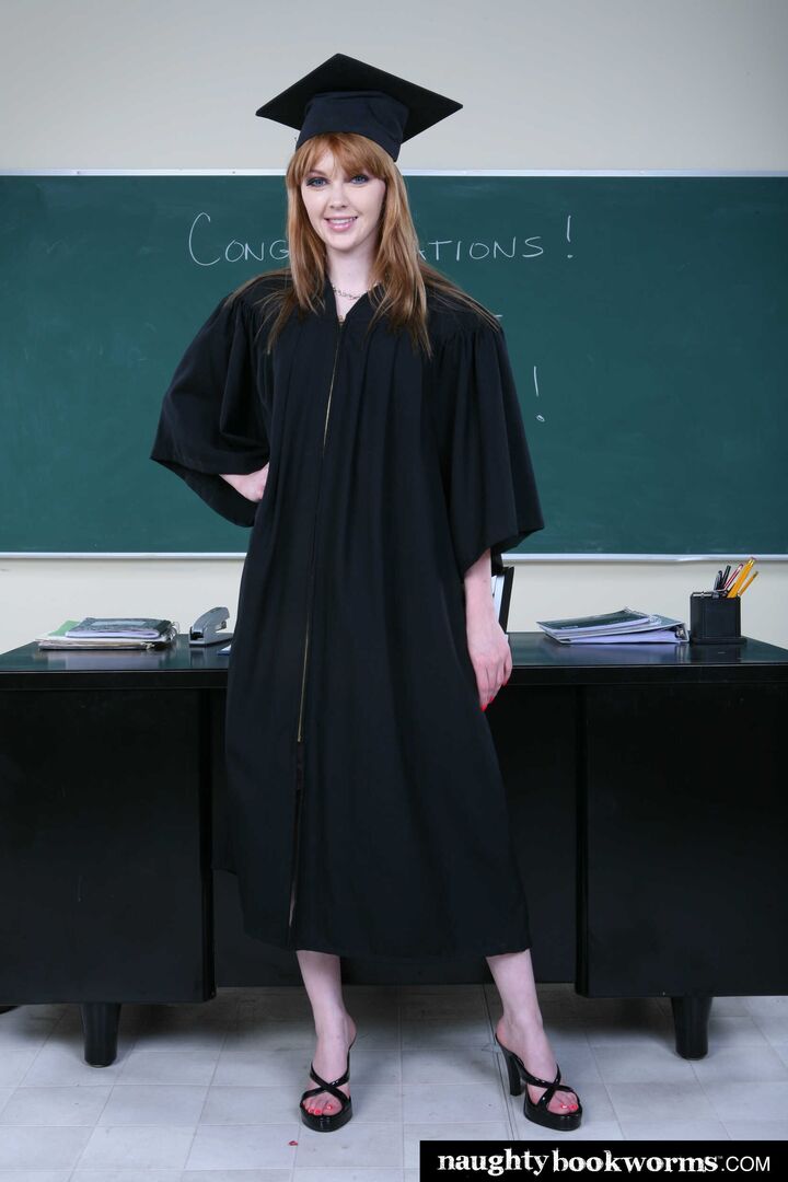 Cute redhead Mari McCray fucks her way to graduation