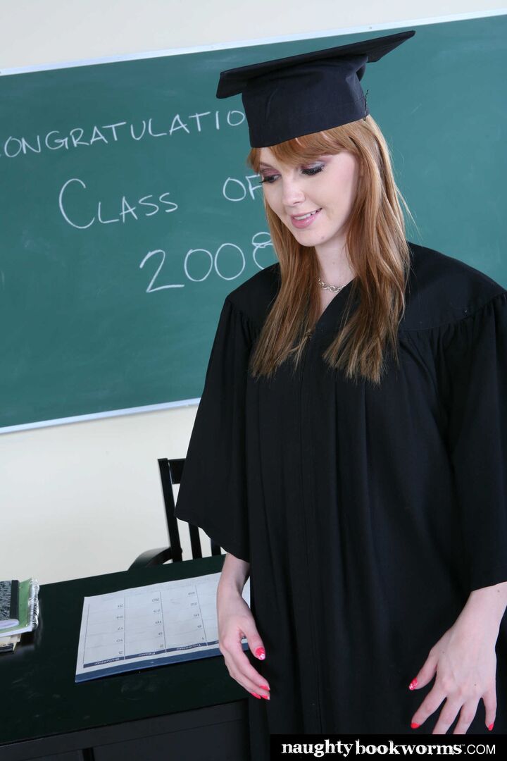 Cute redhead Mari McCray fucks her way to graduation