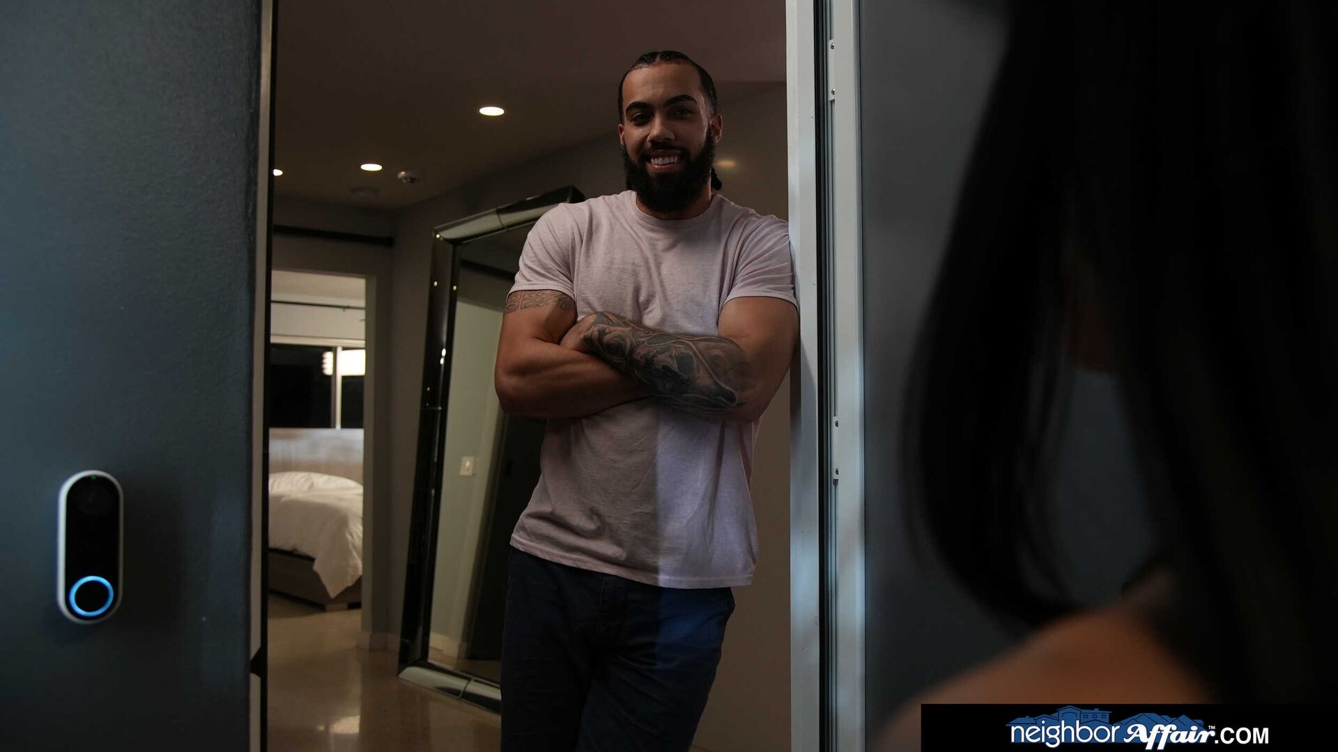 Cute brunette Jade Kimiko turns up the heat at her neighbor's house