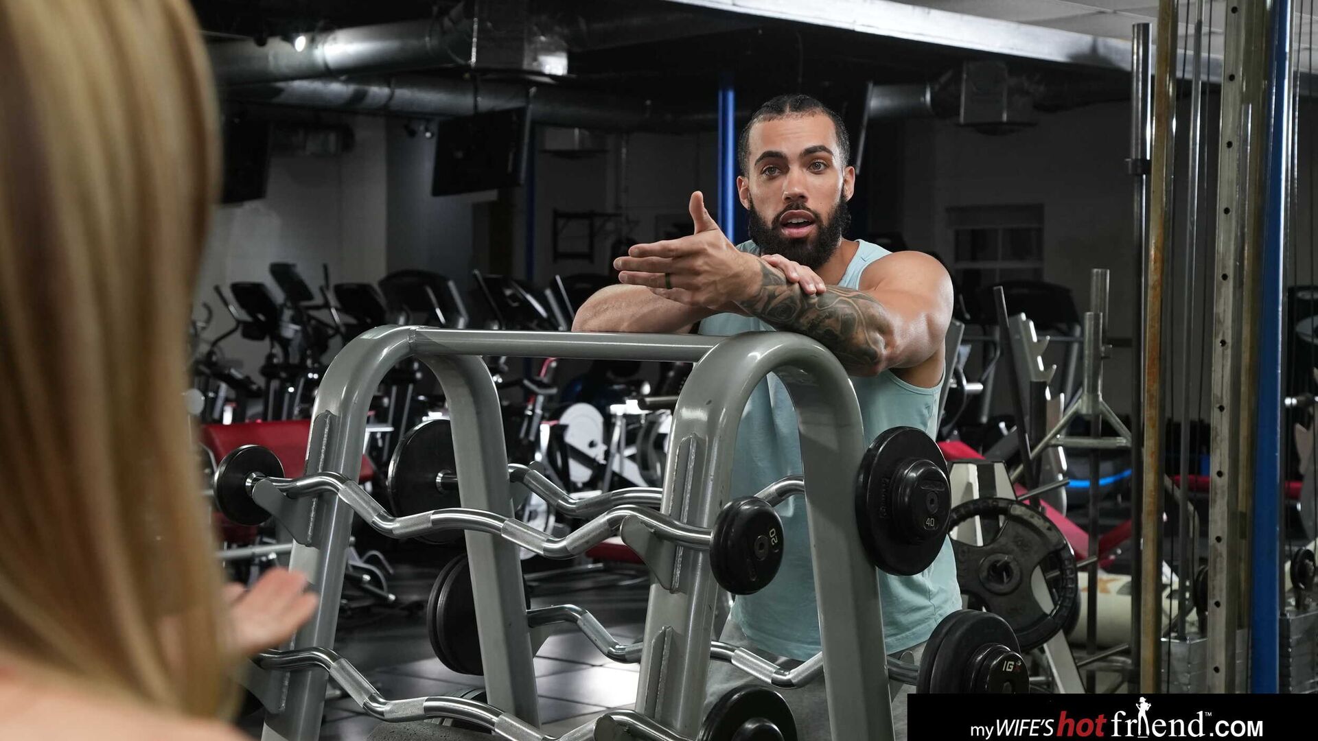 Petite blonde Anya Olsen works out on some big black cock at they gym