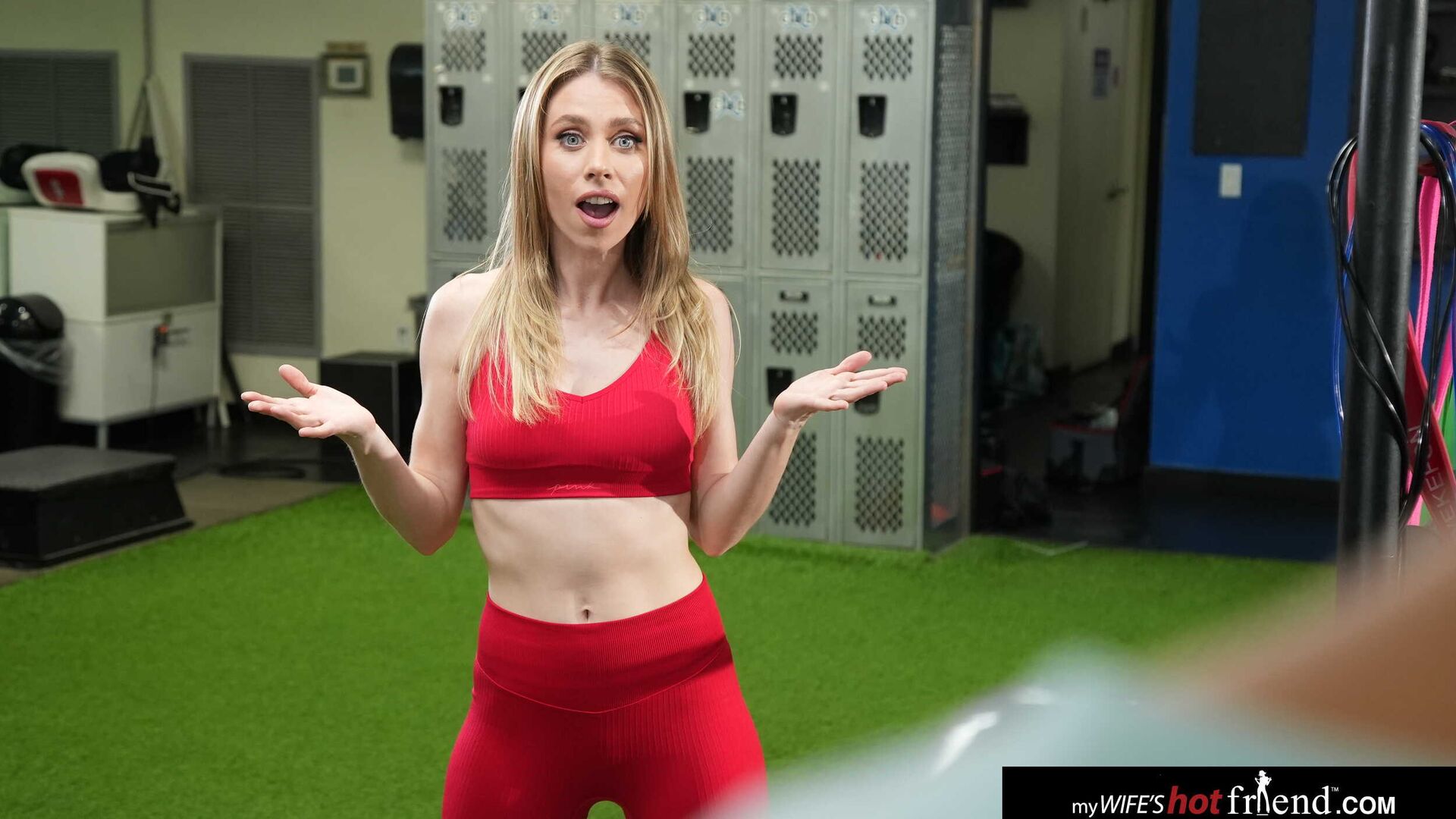 Petite blonde Anya Olsen works out on some big black cock at they gym