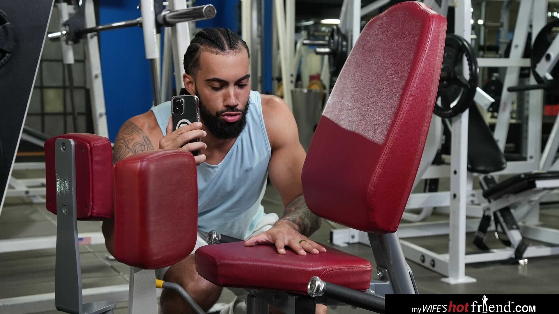 Petite blonde Anya Olsen works out on some big black cock at they gym