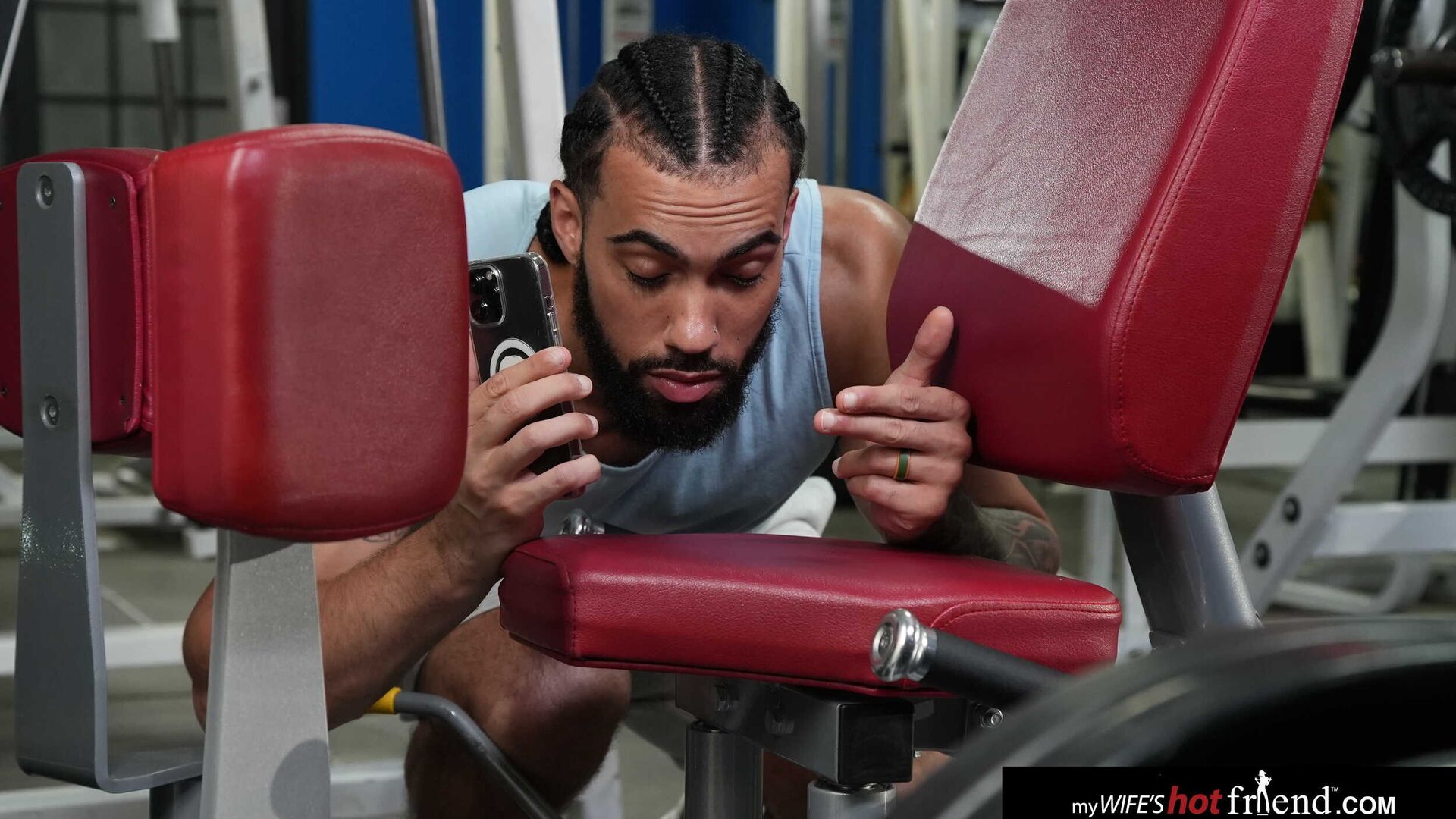 Petite blonde Anya Olsen works out on some big black cock at they gym