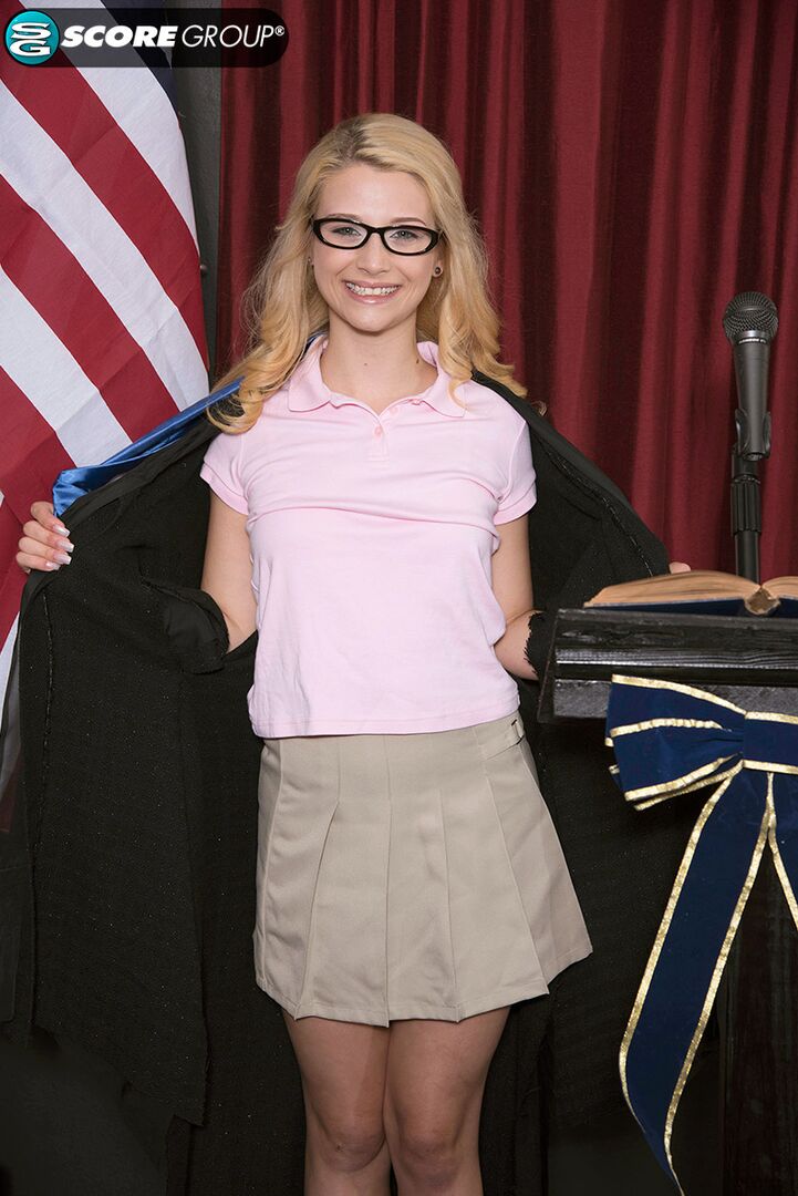 Teen Aubrey Gold Is Naked Under Her Cap and Gown