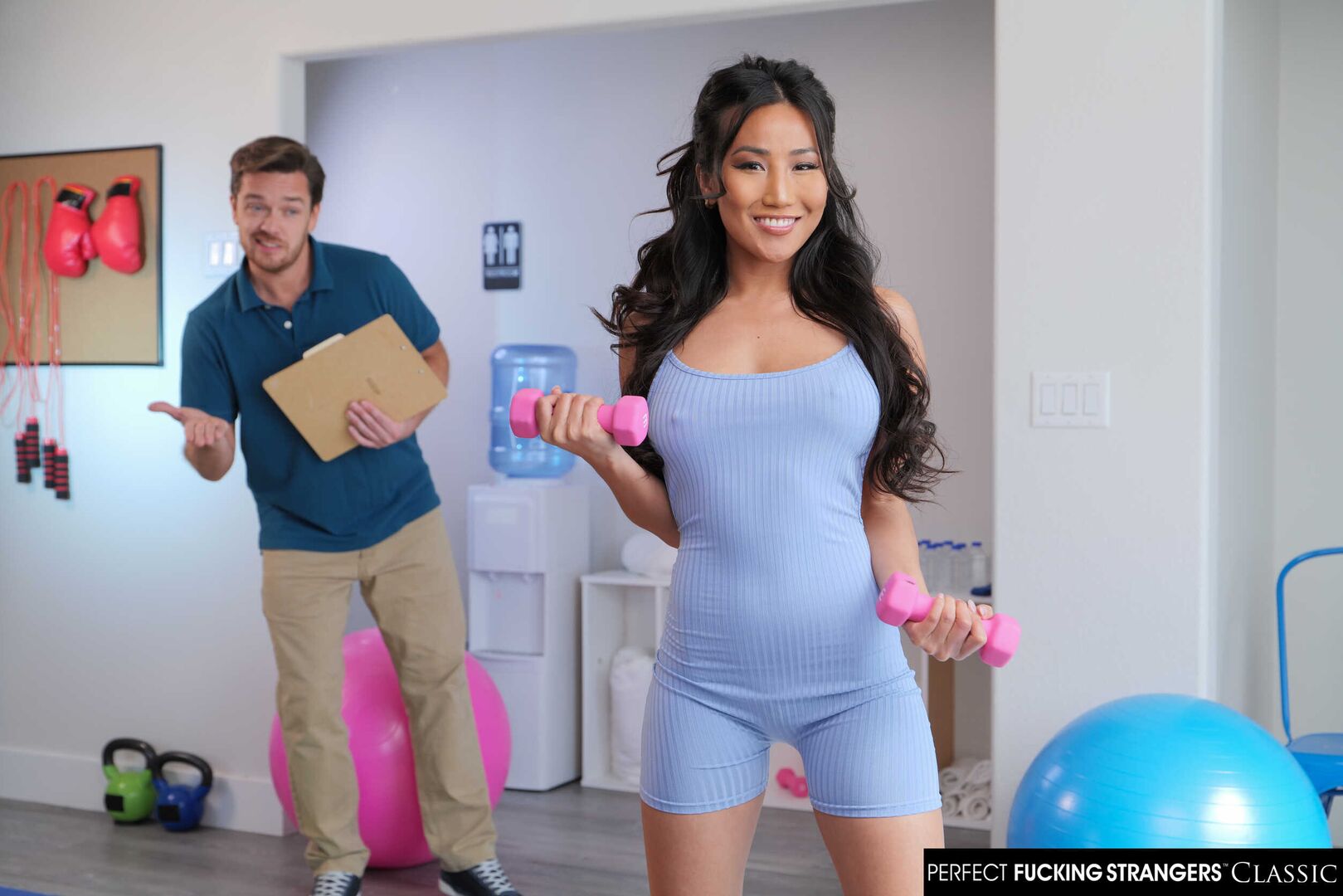 Asian hottie Jennie Rose takes big dick while recording workout routine at the gym