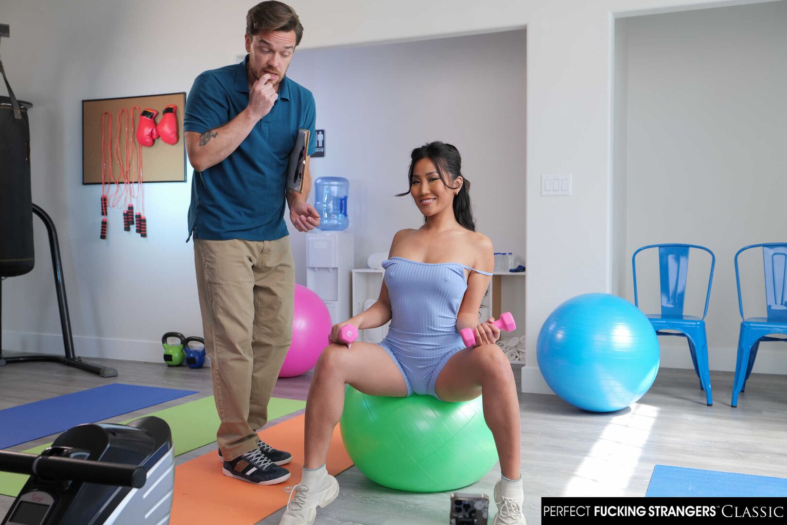 Asian hottie Jennie Rose takes big dick while recording workout routine at the gym