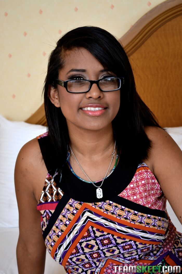 Nerdy Ebony 18 yr old fucks and sucks