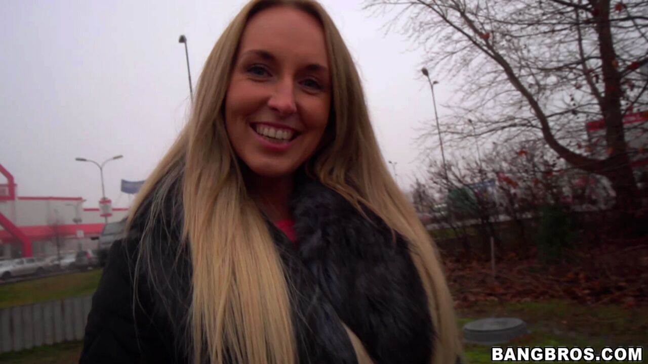 Hot blonde slut fucks in public