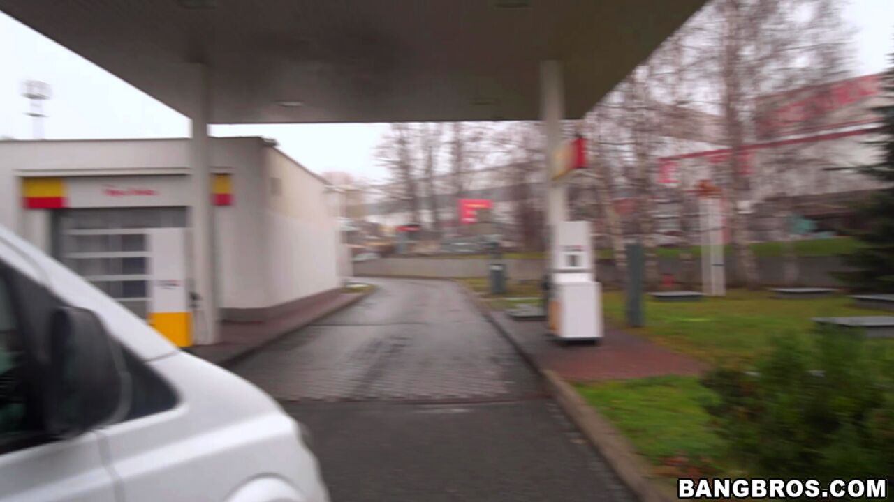 Hot blonde slut fucks in public