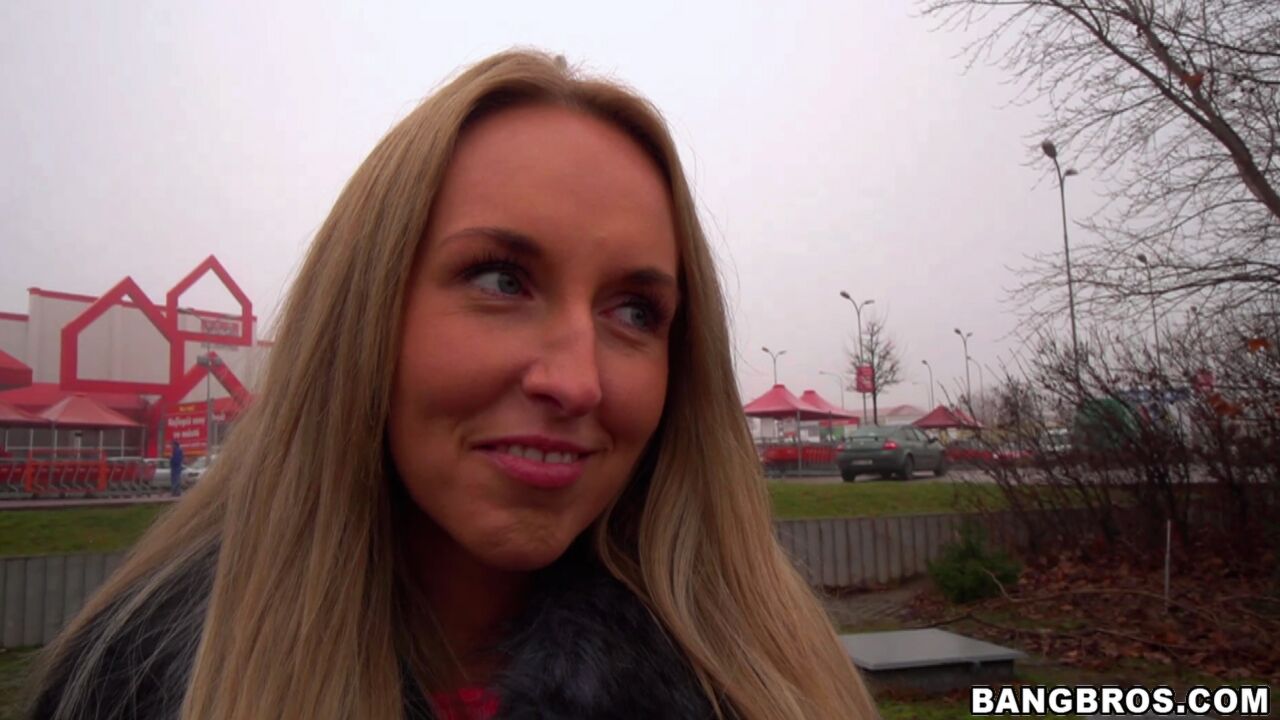 Hot blonde slut fucks in public