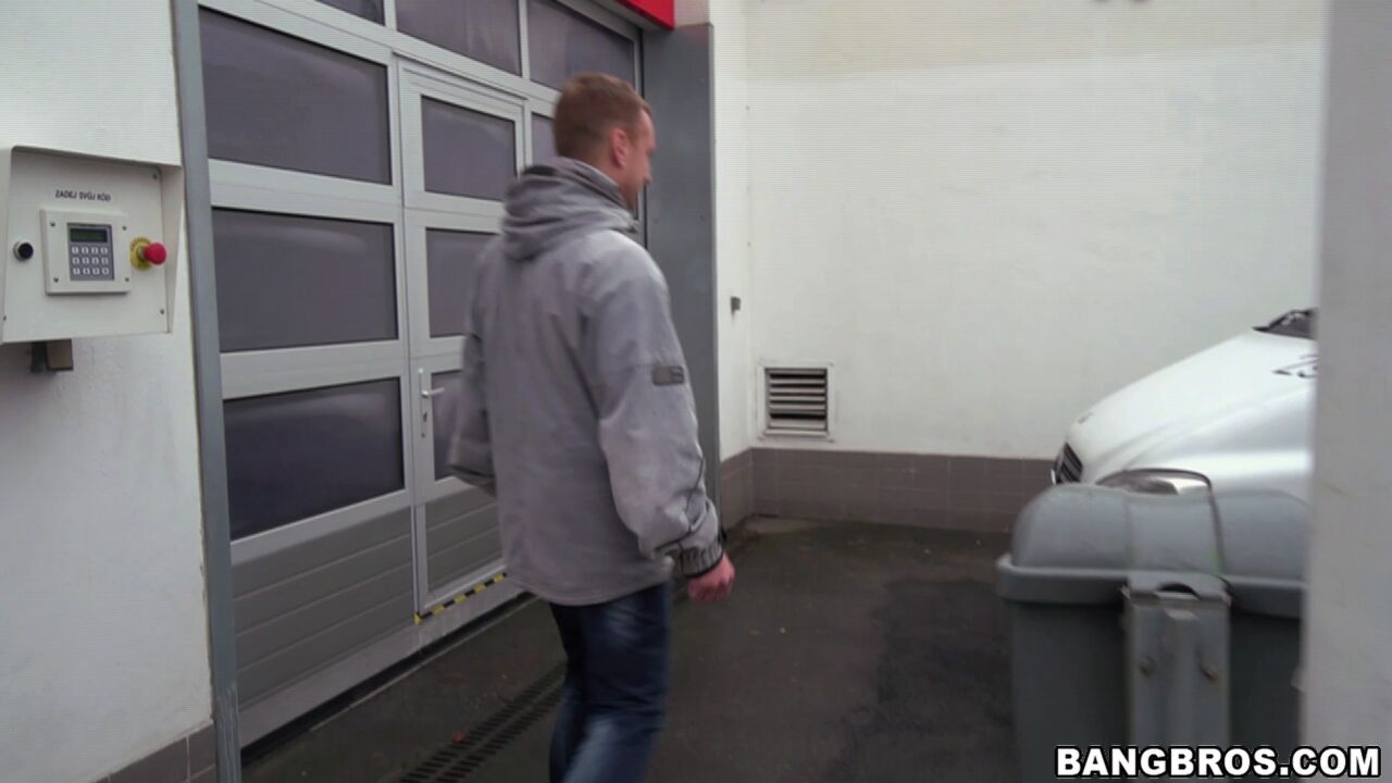 Hot blonde slut fucks in public