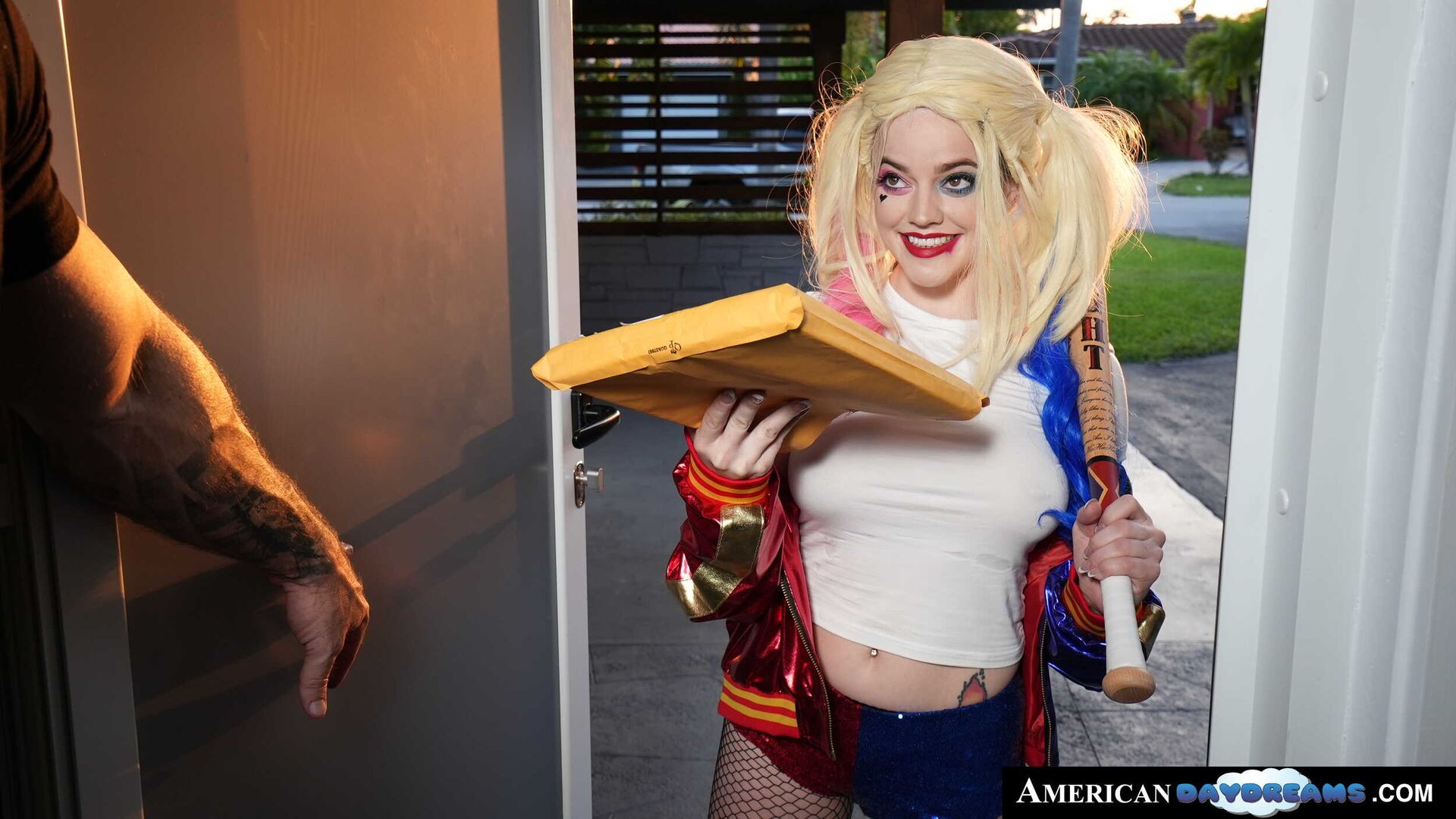 Blonde with pierced nipples Sage Pillar transforms into sexy comic vixen and gets fucked by collector
