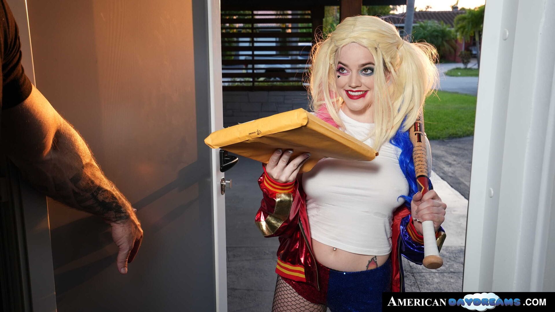 Blonde with pierced nipples Sage Pillar transforms into sexy comic vixen and gets fucked by collector