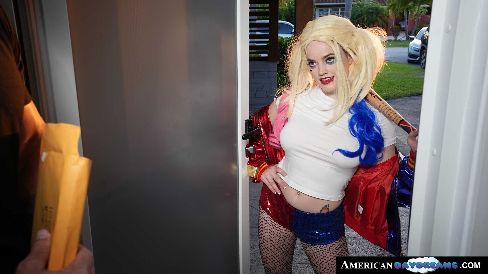 Blonde with pierced nipples Sage Pillar transforms into sexy comic vixen and gets fucked by collector