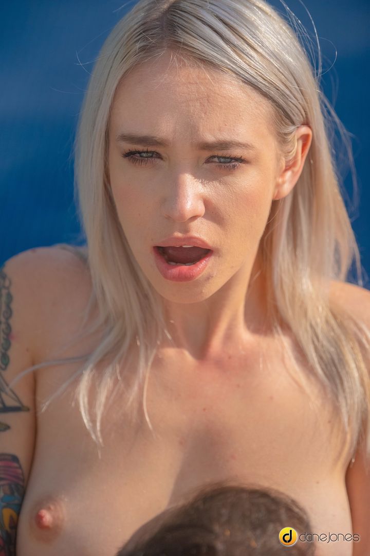 Cute blonde skinny dip pool sex