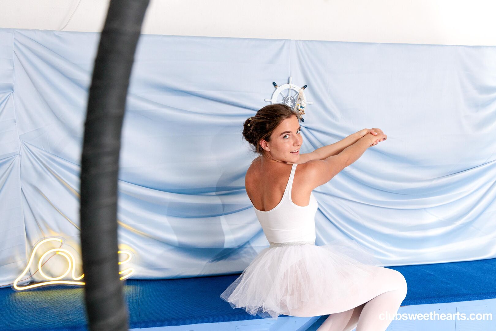 Graceful ballerina playing with her pussy