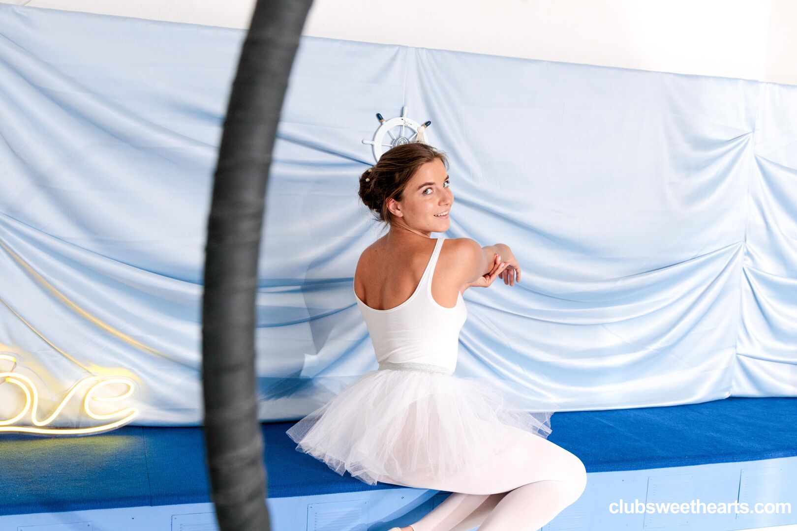Graceful ballerina playing with her pussy