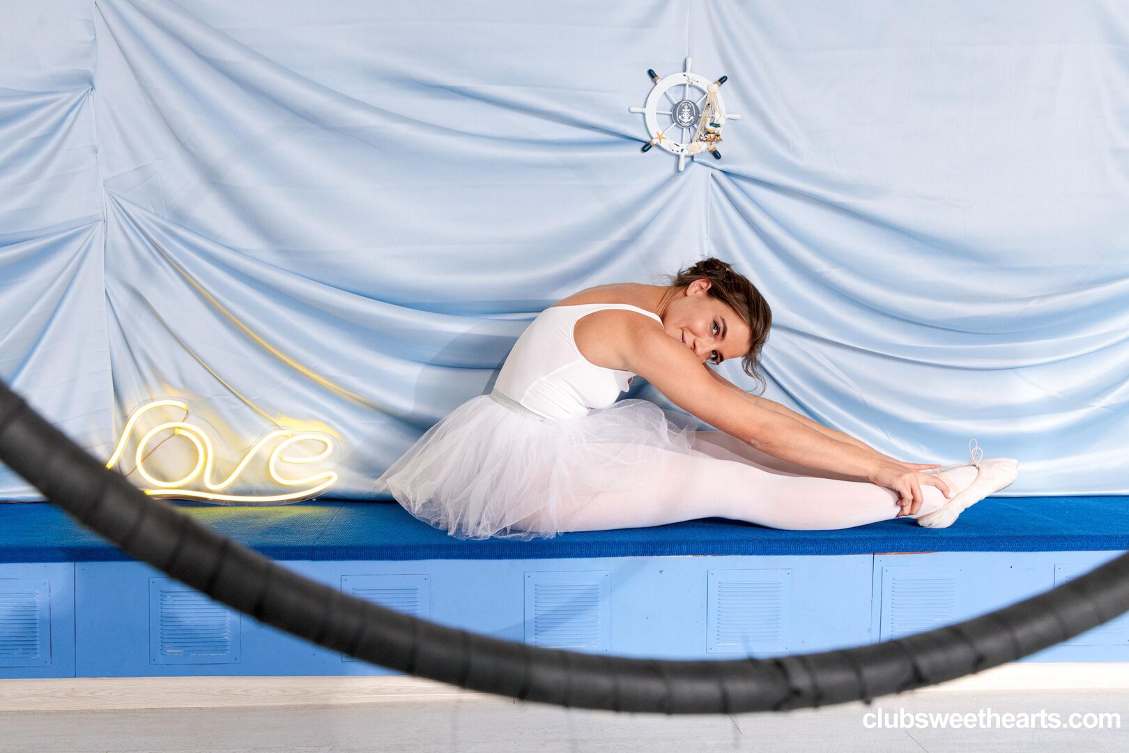 Graceful ballerina playing with her pussy
