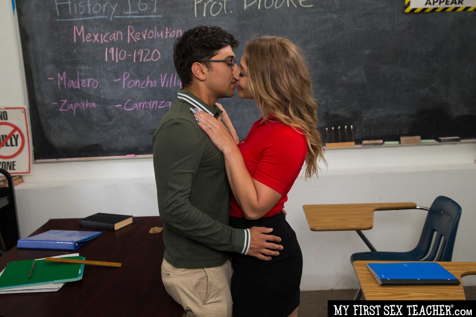 Sexy Professor Natalie Brooke spreads her wet pussy for her favorite student
