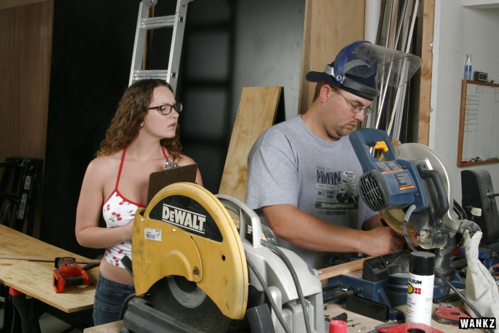 Nerdy Holly Day Pleases Tony In The Workshop