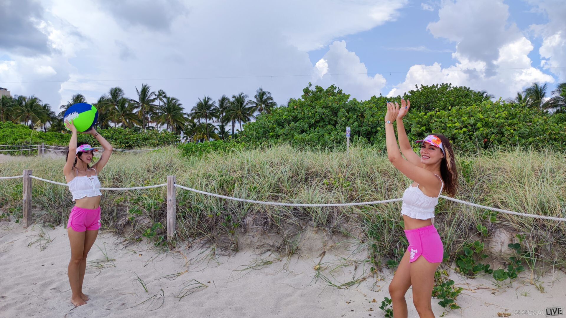 Beach Football Playing College Sorority Girls Creampie Threesome
