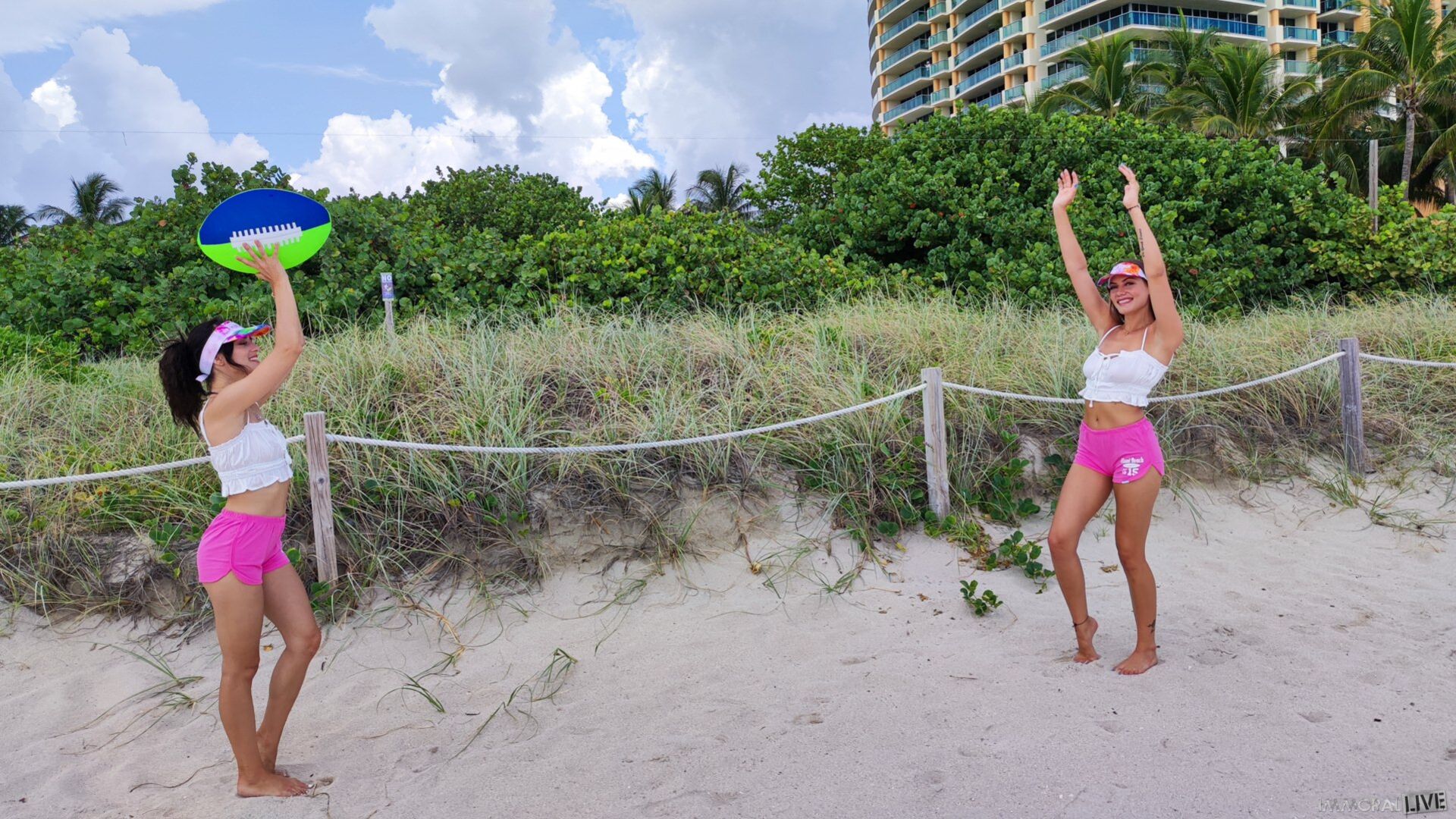 Beach Football Playing College Sorority Girls Creampie Threesome