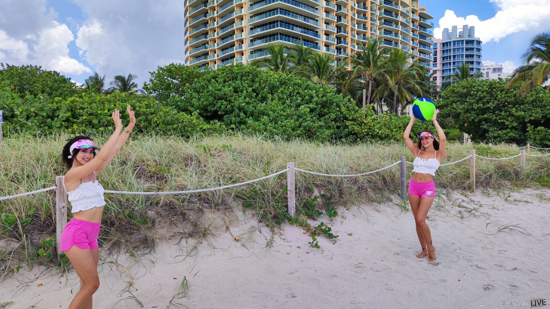Beach Football Playing College Sorority Girls Creampie Threesome