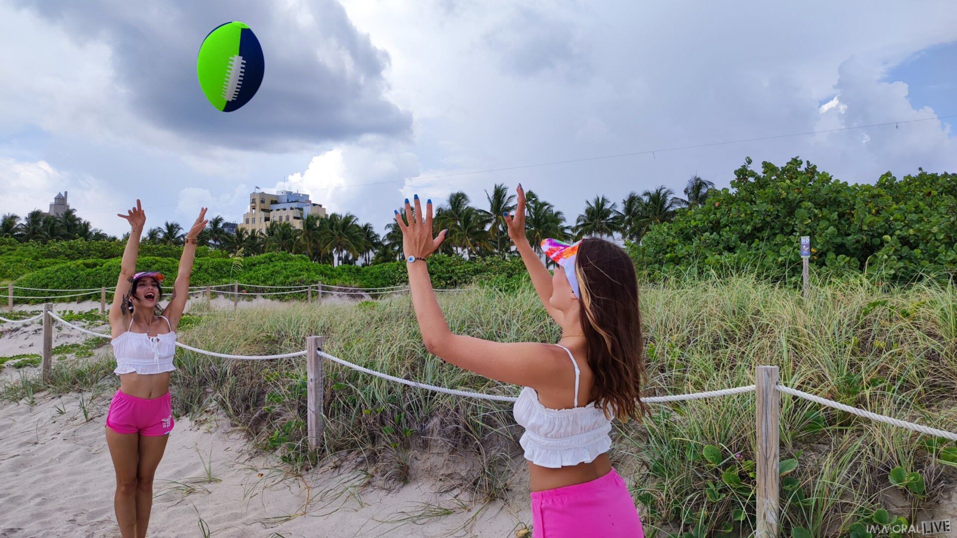 Beach Football Playing College Sorority Girls Creampie Threesome