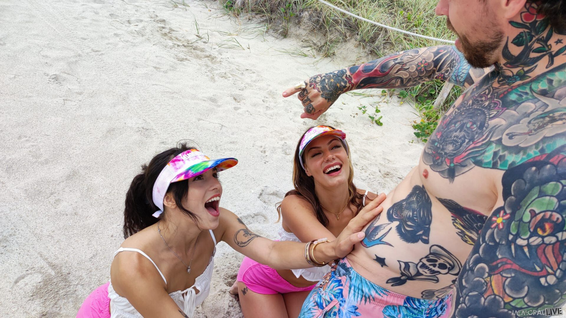 Beach Football Playing College Sorority Girls Creampie Threesome