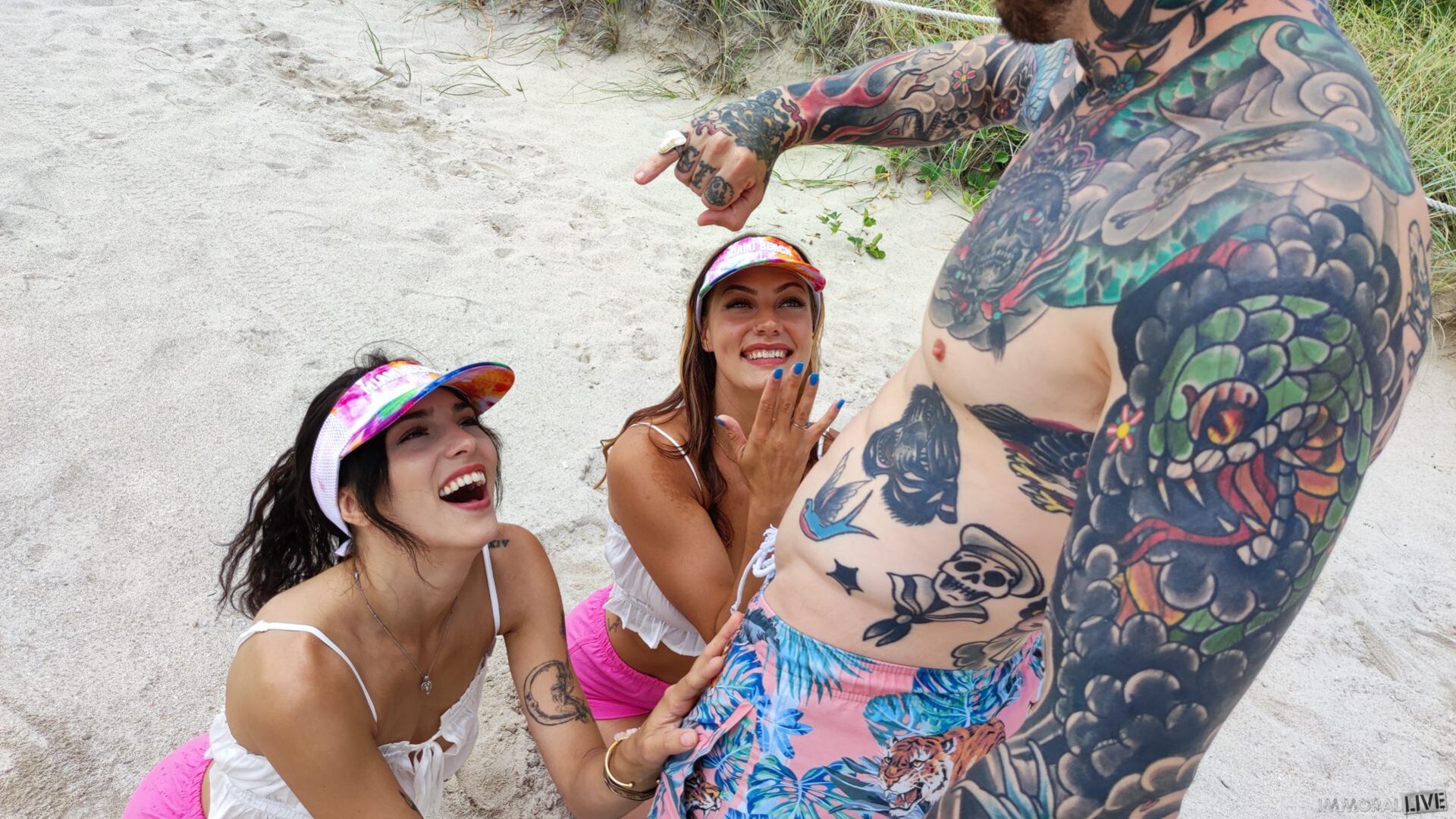 Beach Football Playing College Sorority Girls Creampie Threesome
