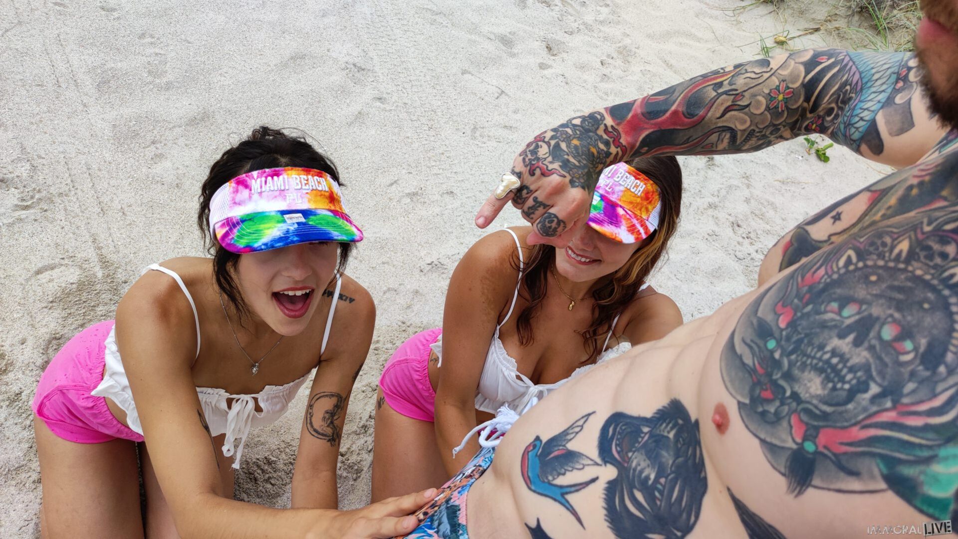 Beach Football Playing College Sorority Girls Creampie Threesome