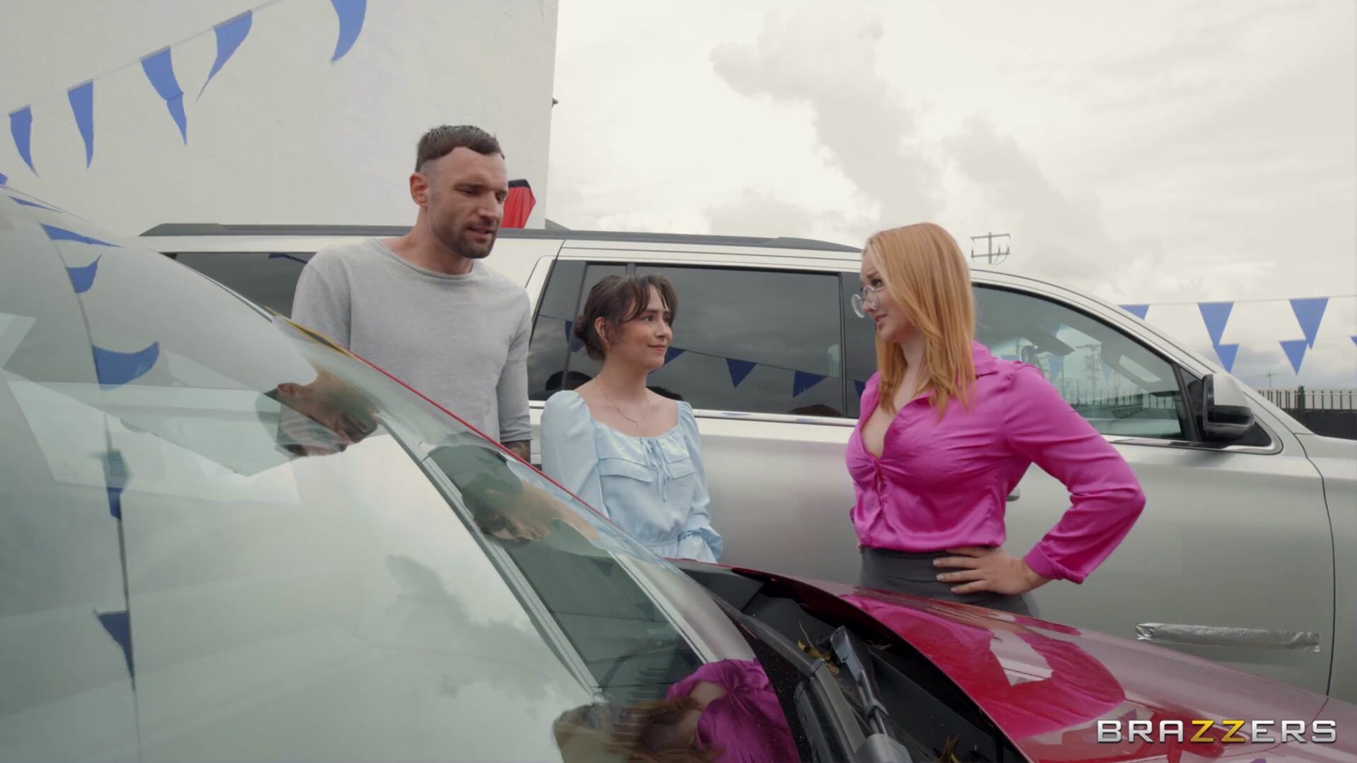 Sneaky Car Dealership Threesome