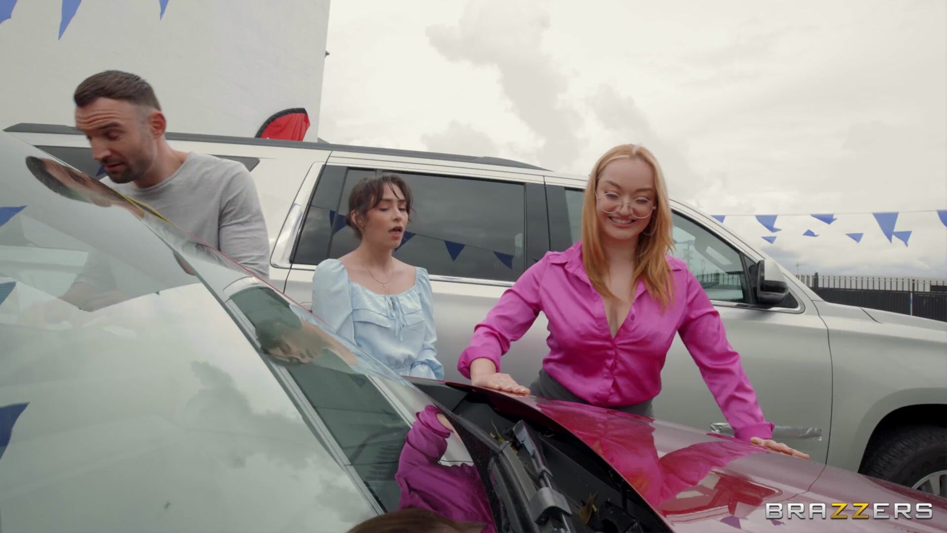 Sneaky Car Dealership Threesome