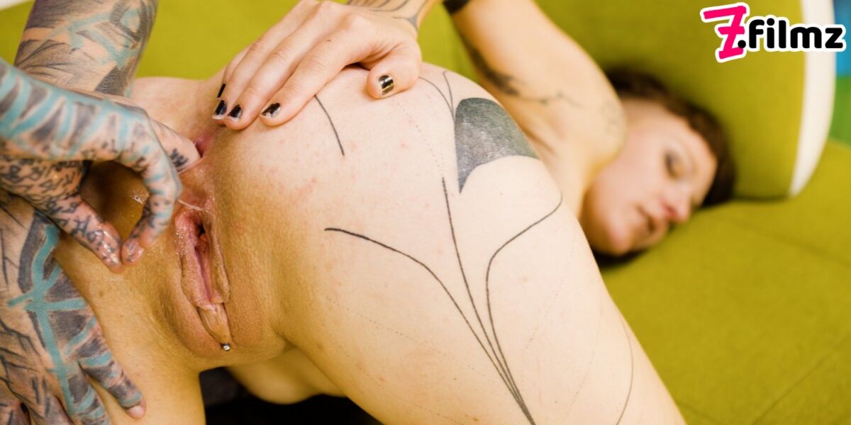 Tattoo Lesbian gets HARD fisted till she have a REAL ORGASM