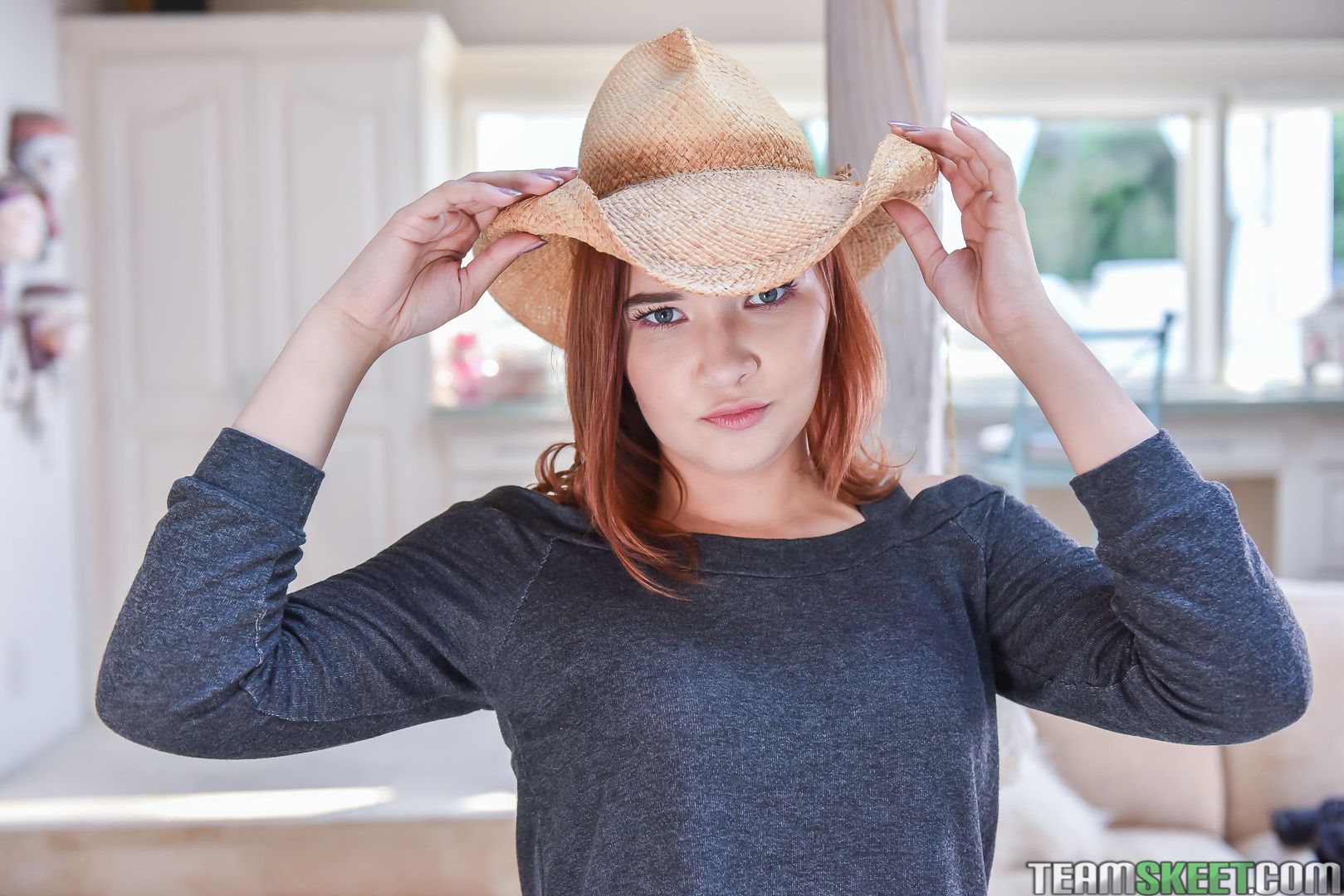 Redhead Lightens Her Load