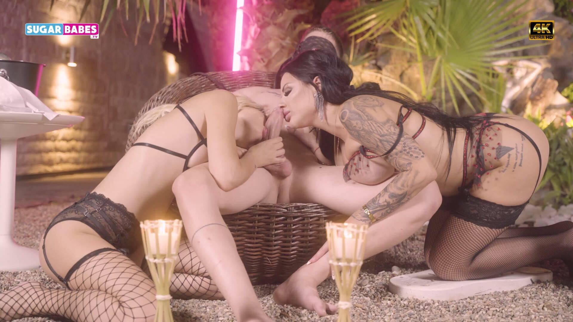 Exotic Outdoor Threesome For Christy White And Natalia