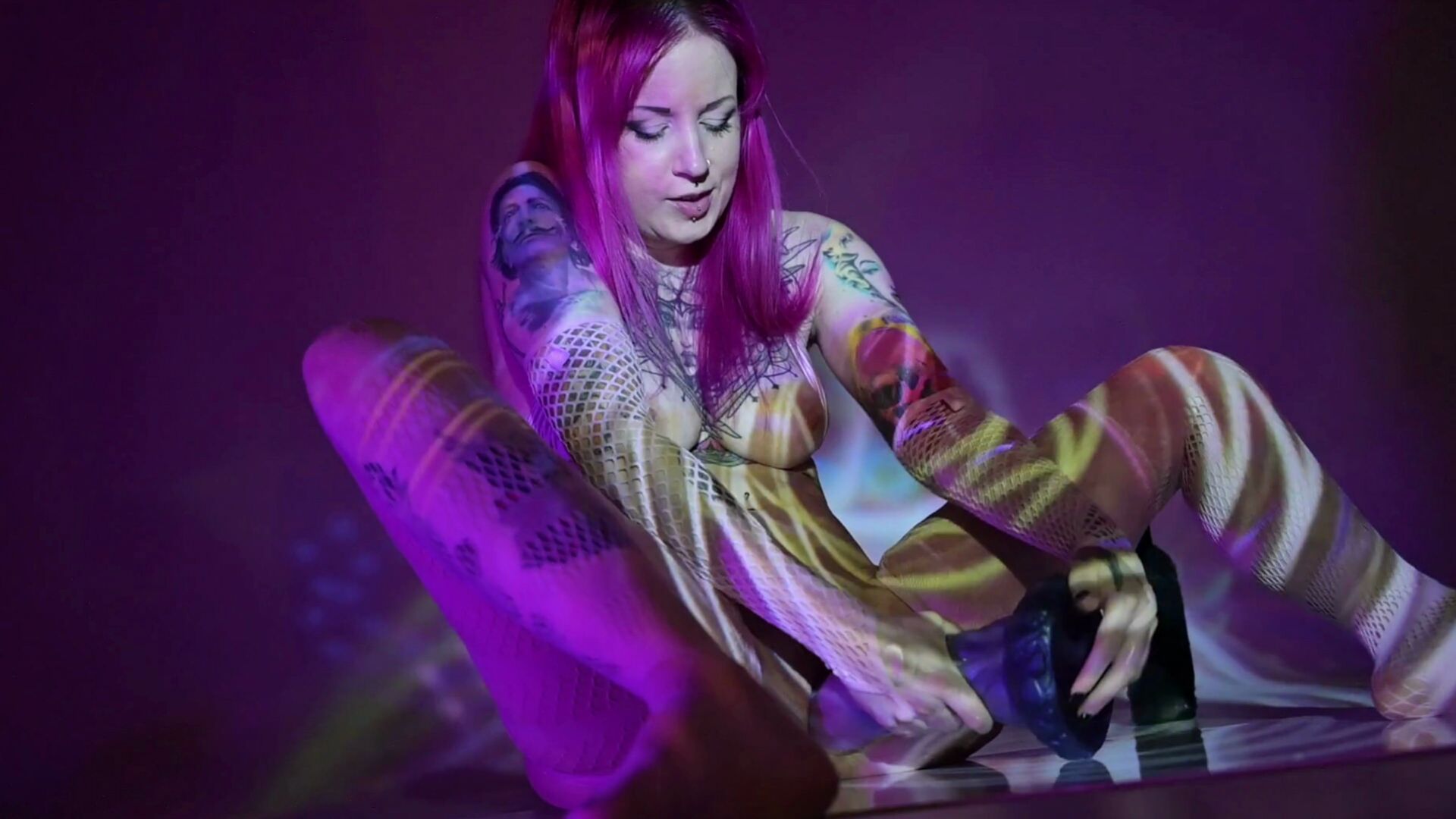 Solo Toy Masturbation With Light Projector