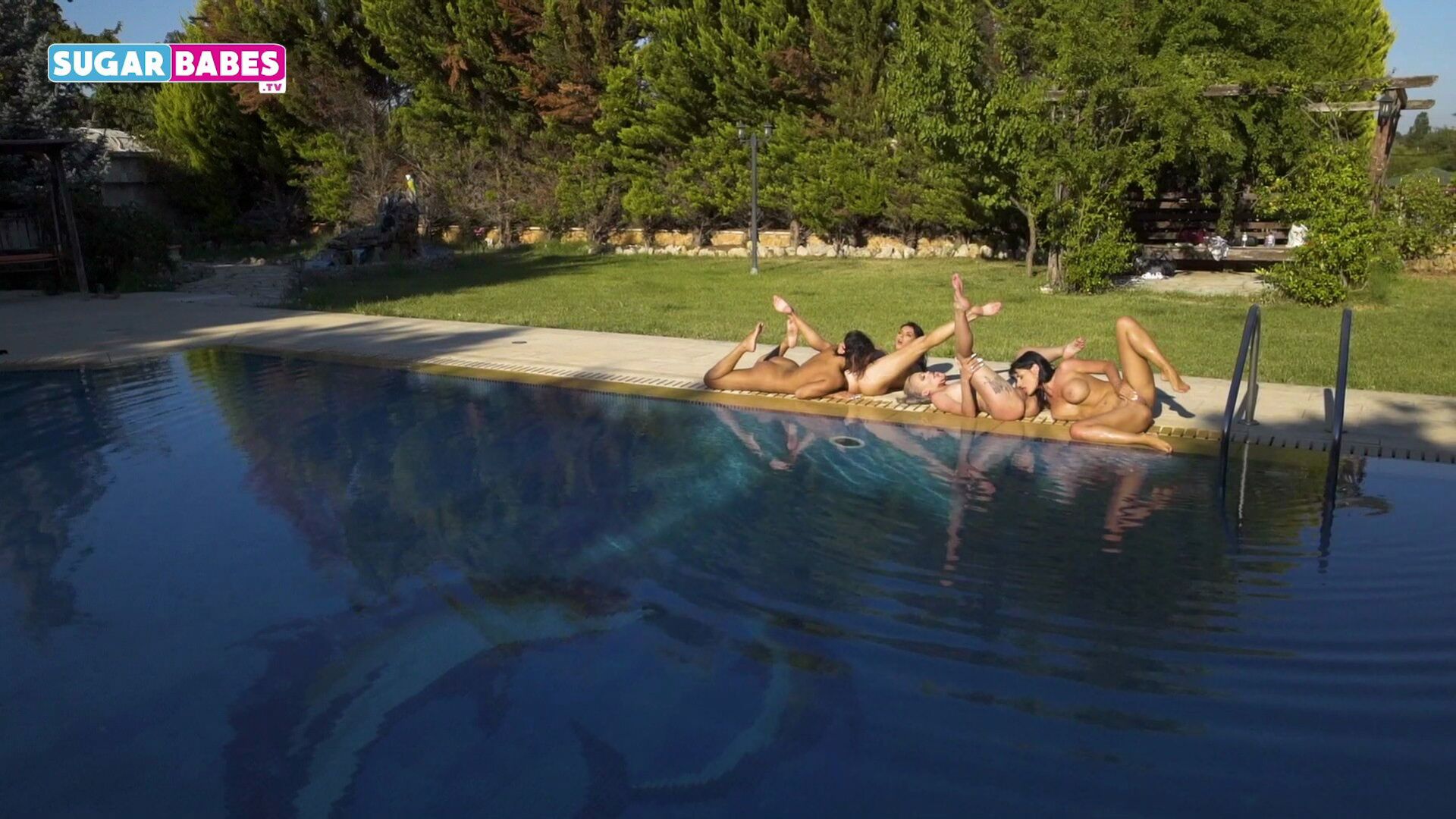 Poolside Lesbian Sex Train