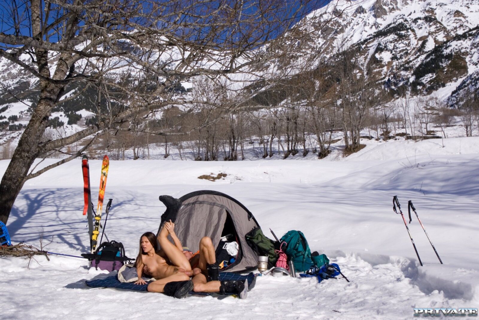 Claudia Keeps Warm in the Snow with Anal and a Spit Roast