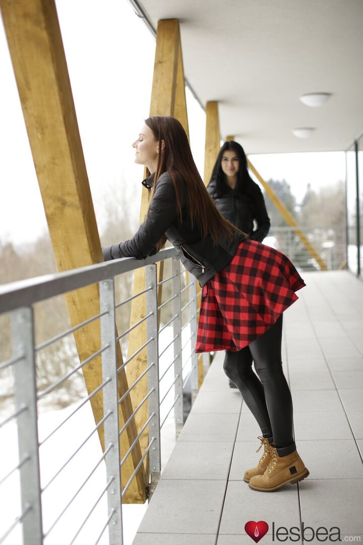 Sexy lesbian trib in winter cabin