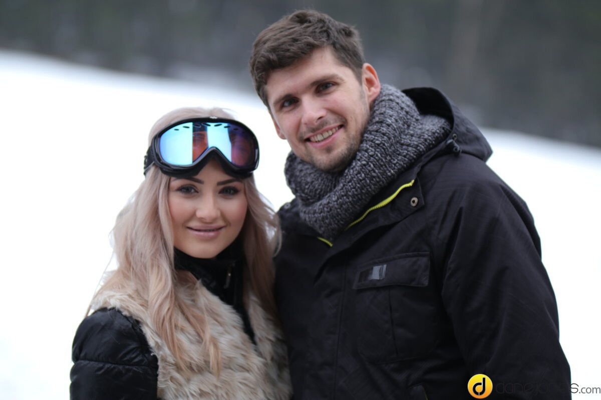 Passionate couple outdoor snow sex