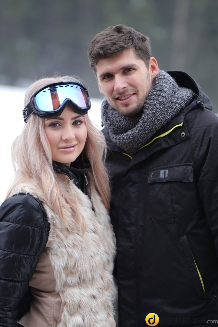 Passionate couple outdoor snow sex