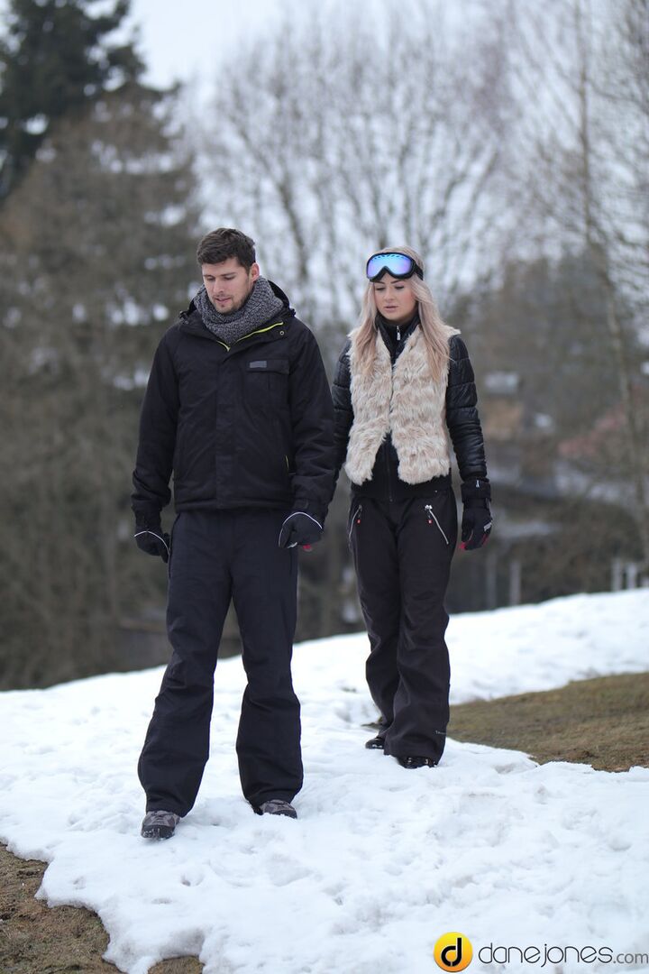 Passionate couple outdoor snow sex