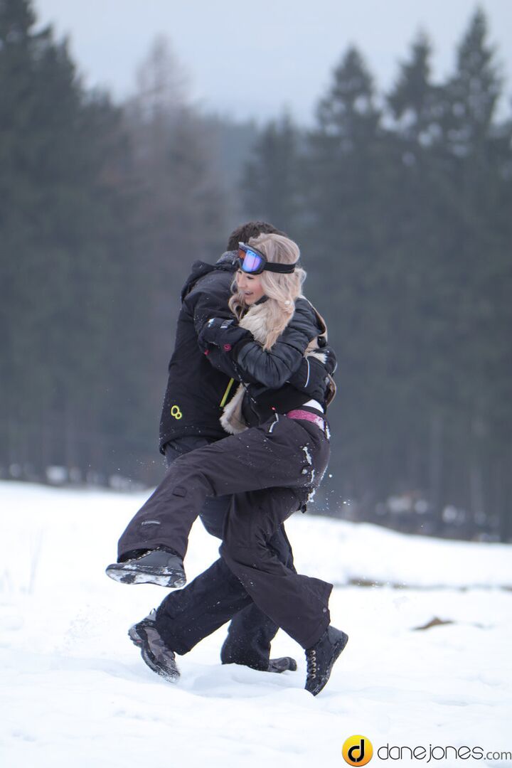 Passionate couple outdoor snow sex