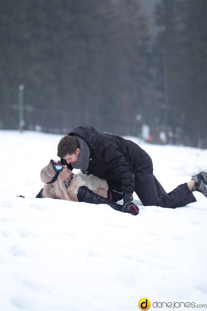 Passionate couple outdoor snow sex