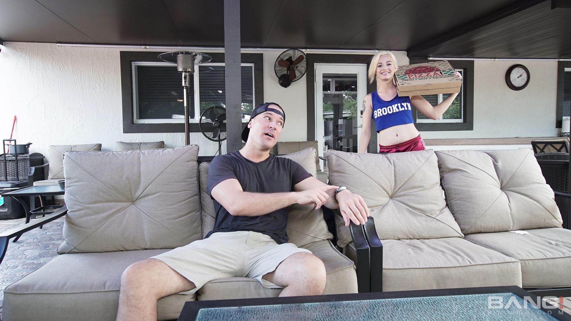 Megan Blue Brings Meat Lovers Pizza As An Appetizer Before She Gets Fucked