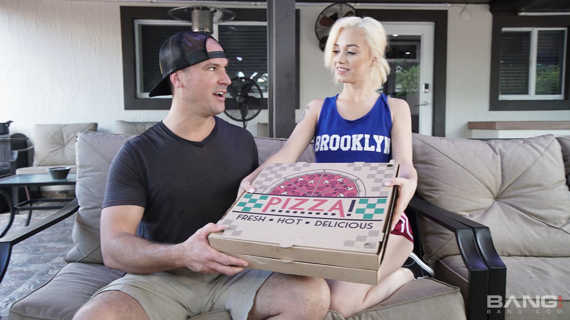 Megan Blue Brings Meat Lovers Pizza As An Appetizer Before She Gets Fucked