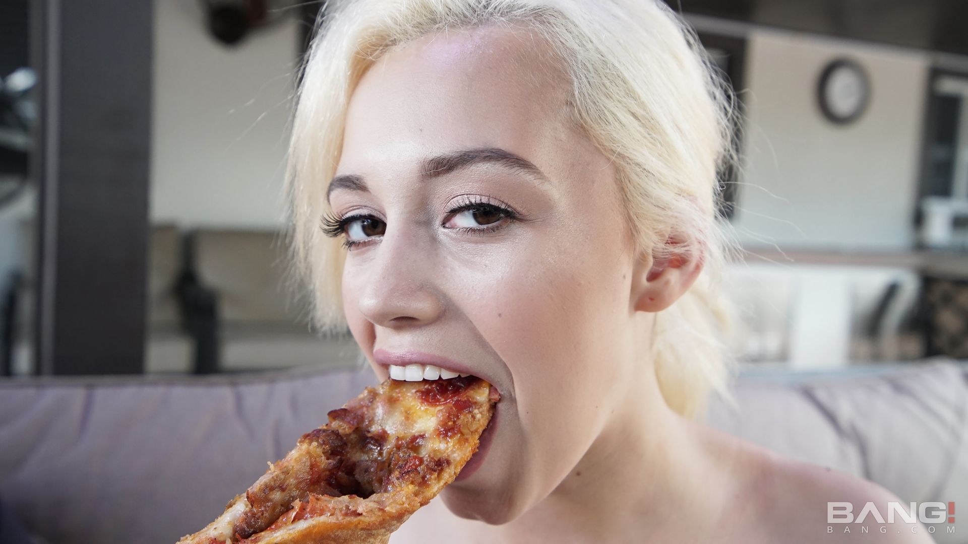 Megan Blue Brings Meat Lovers Pizza As An Appetizer Before She Gets Fucked