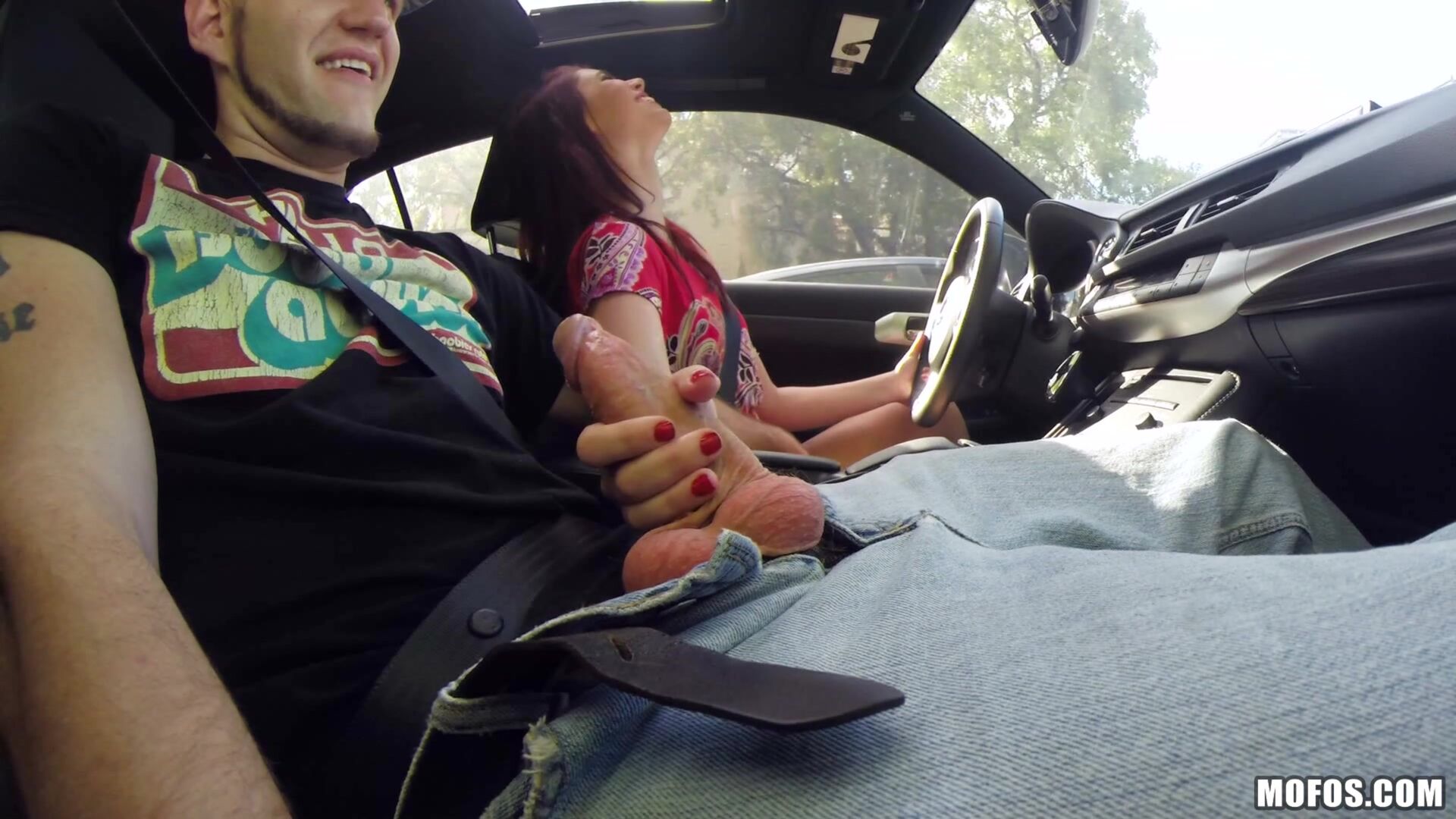 Driving with Her Tits Out