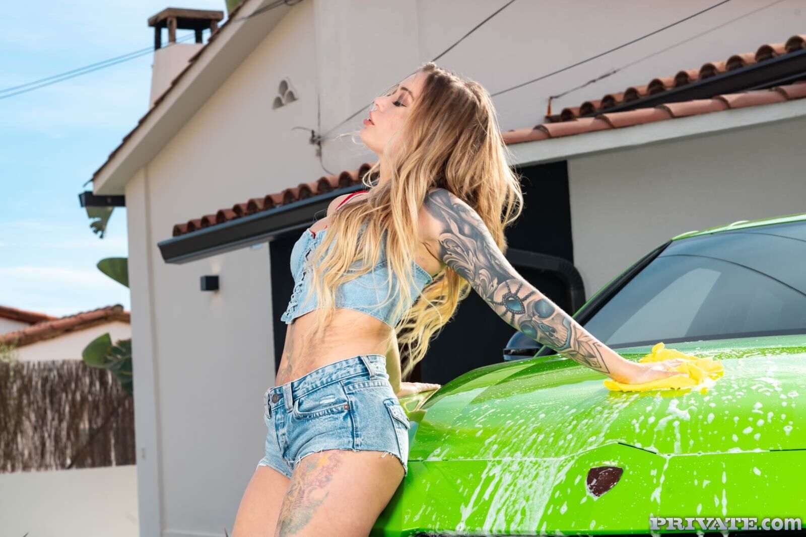 Misha Maver, Busty Blonde Washes Car and Enjoys Anal